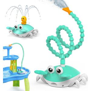 Water Table Pump, 5400mAh Rechargeable Crab Water Pump Toy for Kids age 1-3 with 8Hrs Play time, IP67 Waterproof, 3 Modes Spray 2 Flow Settings Outdoor Water Toys for Water Table, BathTubs, Pool