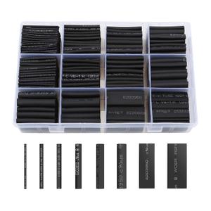 innhom 650pcs Heat Shrink Tubing Black Heat Shrink Tube Wire Shrink Wrap Shrinkage Ratio 2:1 Electrical Cable Wire Kit Set Long Lasting Insulation Protection