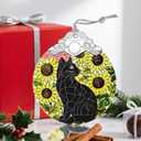 2 x Stained Glass Ornament, Christmas Ornament, Hanging Ornaments for Home Decor & Christmas Tree Ornaments  Exquisite Holiday Decor, Cat Lovers Gifts, Xmas Gifts & Holiday Present - Black Cat