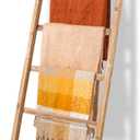 Blanket Ladder Shelf 6.4FT, Solid Wooden Blanket Ladder for Living Room, 6-Layer Farmhouse Rustic Towel Rack for Living Room Bathroom (24 inch Wide)