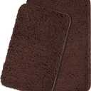 Bathroom Rugs Sets 2 Piece – Thick Chenille Bath Mats | Absorbent and Washable Bath Rug Non-Slip, Plush Rugs for Bathroom, Shower, Sink(Brown, 23"x16" and 30"x20")