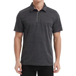 HQUEC Men's Polo Shirts Short Sleeve Quick Dry Moisture Wicking Performance Casual Work Regular-Fit Golf Shirts for Men Darkgrey XL (Black, XL)