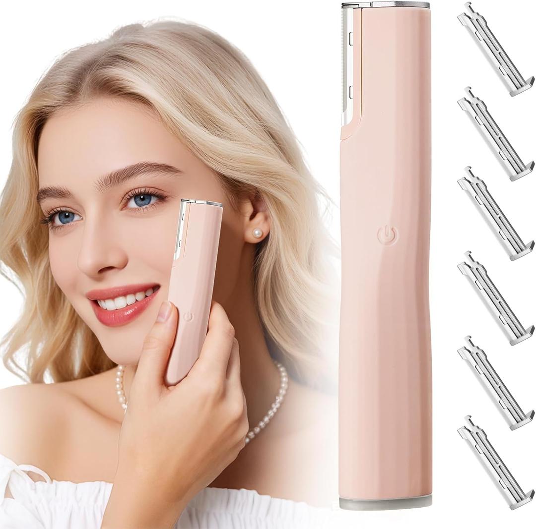 Dermaplane Razor for Women Face with 6 Refill Blades Dermaplaning Tool for Face to Remove Facial Hair & Peach Fuzz Sonic Dermaplaning Tool for Women Facial Hair Shaver Eyebrow Trimmer Razor