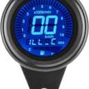 Aramox 12V Universal Motorcycle Digital Speedometer, Black LCD Multi-Functional Meter with Tachometer, Odometer, Fuel Gauge, Aluminum Alloy Shell