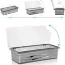 Cabilock Flatware Tray with Lid, Kitchen Cutlery Tray and Utensil Drawer Organizer, Silverware Countertop Storage Container with Cover 10 * 2.8 * 3.9 inches (1pcs)