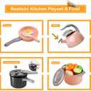 105Pcs Kids Kitchen Toy Accessories, Toddler Pretend BBQ Camping Cooking Playset, Play Pots, Pans, Utensils Cookware Toys, Play Food Set, Vegetables, Learning Gift for Girls Boys (Pink)