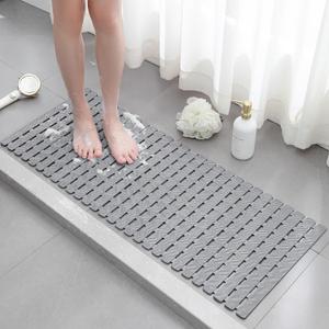 XIYUNTE Shower Mat Non Slip Bath Mat for Tub - 40 X 16 Inch PVC Bathtub Mat Non Slip Shower Mats for Inside Shower, Bath Tub Mat with Powerful Suction Cup, Easy to Cut and Dry, Grey