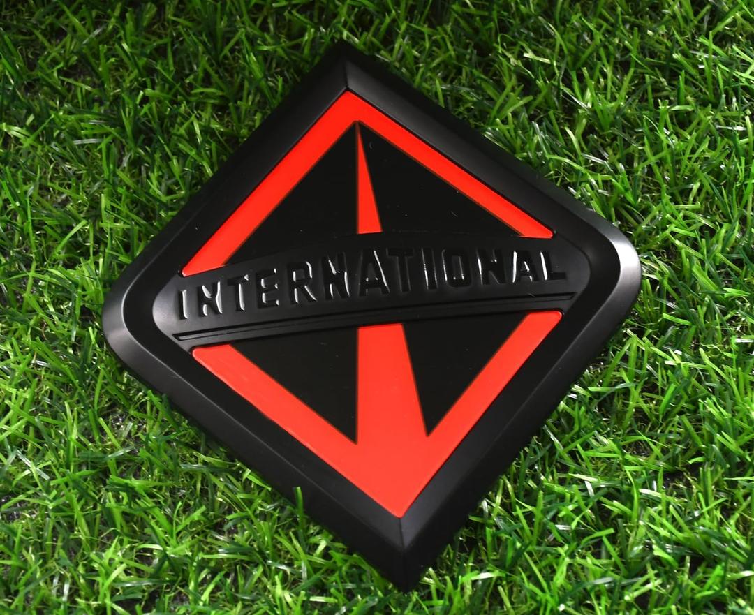 1x Grille International Emblem Truck Front Hood Badge Logo Replacement for International Truck All Series 3550901C2 (Black/Orange)