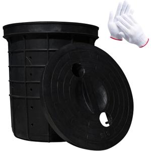 13 x 11.4 x 15 Inch Perforated Sump Basin with Lid Sump Pump Basin Bucket with Drilled Holes for Crawl Spaces,Yards,Patios and Driveways(Black)