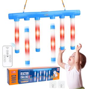 OCES Reflex Stick Game, Reflex Light-Up Sticks Reaction Training Hand Speed Challenge Game, Upgrade Hand Eye Coordination Training Toy Remote Control 3 Adjustable Speed (Light-Up Blue)