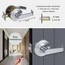 Heavy Duty Commercial Passage Door Lever, Satin Chrome Finished Non-Locking Grade 2 Door Handle, UL 3 Hour Fire Rated Ergonomic Lever for School/Hotel Hallway, 70mm Latch