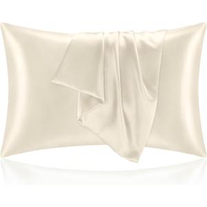 BEDELITE Satin Pillowcase for Hair and Skin, Super Soft and Cooling Similar to Silk Pillow Cases 2 Pack with Envelope Closure, Gift for Women Men(20"x26" Standard Size, Beige)
