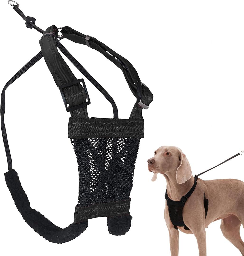 Sporn Large/XL No Pull Dog Harness - Black Mesh Body, Durable Nylon, Breathable, Easy, Heavy Duty Dog Harness for Large Dogs