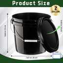 6 Pcs 2 Gallon Black Bucket with Lid and Handle, Large Plastic Storage Paint Pail Brine, Fermenting for Beer, Wine or Any Other Fermented Beverage
