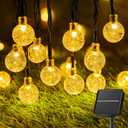 Solar String Lights Outdoor 60 LED 36FT with 8 Lighting Modes, Waterproof Solar Powered Crystal Globe Patio Lights for Garden Yard Porch Wedding Party Decor (Warm White) (1 pc)