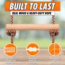 Trailblaze Wooden Rope Ladder for Kids 6ft Outdoor Climbing Ladder with Real Wood Rungs, Heavy-Duty Rope & 2 Carabiners Treehouse, Swing Set, Ninja Course & Playground Accessory