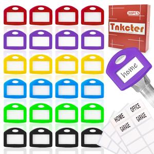 30-Pack Silicone Key Tags Color-Coded, Write-On and Water-Resistant Key Labels for Home and Office Organization Tnkcter