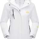 MAGCOMSEN Women's 3-in-1 Winter Coats Snow Ski Jacket Waterproof Windproof Fleece Lined Winter Jacket Parka, Pure White, Small