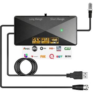 TV Antenna Amplifier Signal Booster, 25DB High Gain Powerful Antenna Booster for TV Antennas Indoor Outdoor, Clear Up Pixelated Amplifier, Adjustable Reception Range, USB Power (Black-M)