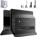 Vertical MacBook Docking Station, PULWTOP Docking Station for Mac mini with M.2 NVMe case for MacBook Pro/Air, 4K@60Hz HDMI, 2USB C 10Gbps, SD/TF, 100W PD, RJ45, 2 USB A for Windows Black