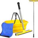 2 in 1 Car Window Squeegee and Collapsible Bucket Set,Long Handle,Yellow