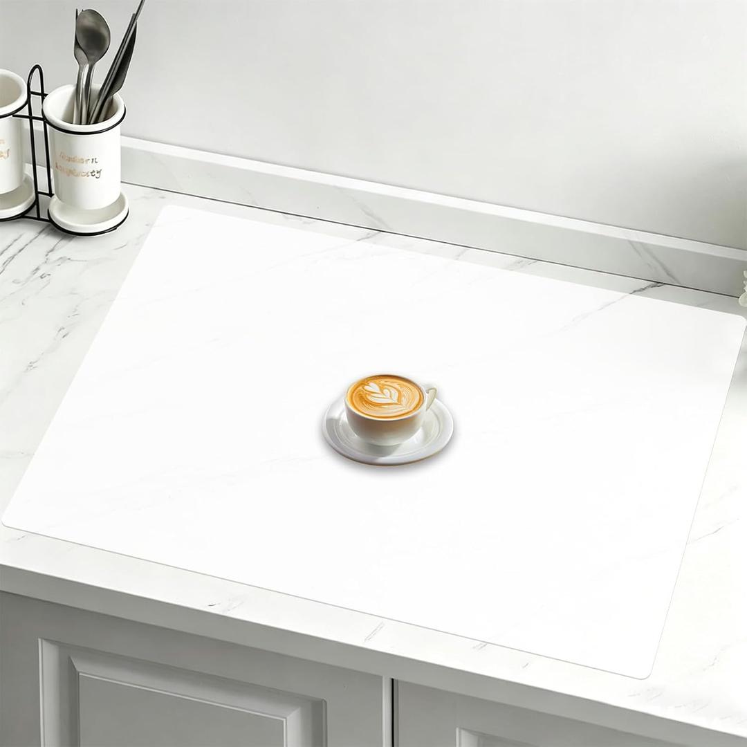 32"x24"(80cmx60cm) Large Silicone Mat for Kitchen Counter, Non-Slip Heat Resistant Countertop Protector, Waterproof Multipurpose Mat for Kitchen Island, Semitransparent