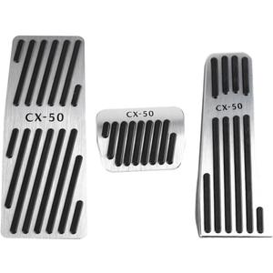 LEXLEY 3PCS Anti-Slip Aluminum Brake Gas Dead Pedal Pads,Auto No Drilling Accelerator Pedal Covers Only for Mazda 2023 2024 2025 2026 CX-50-SLIVER