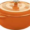 Lodge Essential Enamel Cast Iron Dutch Oven 6 Quarts - Perfect for Bread Baking, Braising, Marinating & Slow Cooking, Features Moisture-Sealing Lid & Dual Handles, Kitchen Essentials, Apricot