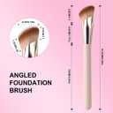 Angled Foundation Brush and Concealer Brush Set, 2 Pack Concealer Brushes Under Eye Kabuki Face Blending Makeup Brush for Nose Contour Brush, Cover Dark Circles, Blending, Liquid, Cream Pink