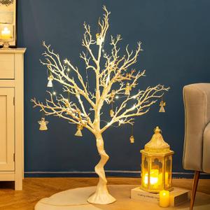 Sziqiqi Ornament Display Tree White Artificial Trees 3.4FT Tall Fake Decorative Manzanita Tree for Table Centerpiece Wedding Party Birthday Garden Christmas Decorations