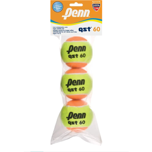 Penn QST 60 Tennis Balls - Youth Felt Orange Dot Tennis Balls for Beginners - 3 Ball Polybag