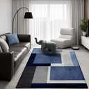 3x5 Area Rug Bedroom, Black Grey White Modern Geometry Area Rugs, Soft Machine Washable Contemporary Floor Carpet for Indoor, Non-Slip Square Low Pile Area Mat for Office Kitchen Decor