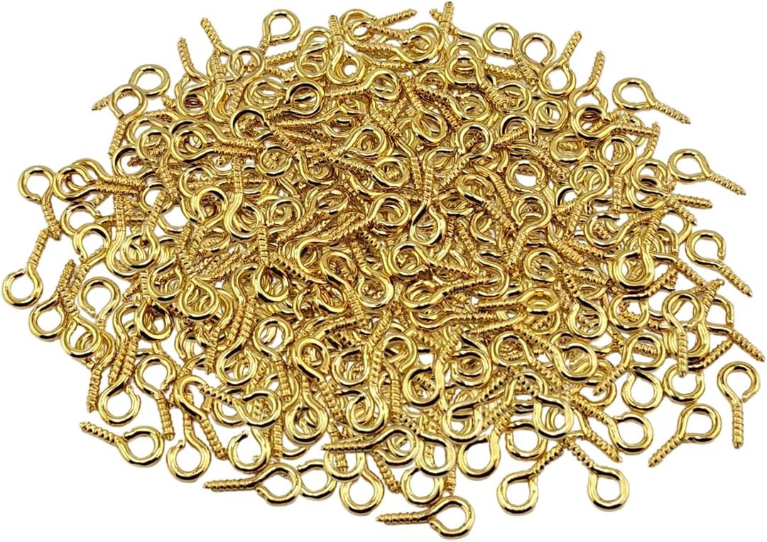 100 Pcs Small Screw Eye Pins, 10mm x 5mm Small Eye Hooks, Eye Hooks Screw is Suitable for Jewelry Making, Pendant Beads, DIY Making (Rose Gold)