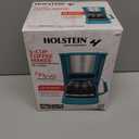 Holstein Housewares 5 Cup Drip Coffee Maker Compact and User-Friendly with Auto Pause & Serve, Reusable Filter, Measuring Spoon & Glass Carafe, Office & Dorm Use, Teal