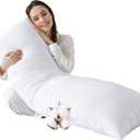 SHOUREN Cotton Body Pillow Insert - Cooling Breathable Full Body Pillow for Side Sleeper - Soft Long Bed Pillow for Adults - 20 x 54 inch-White