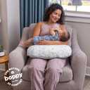 Boppy Nursing Pillow - Firm, Ergonomic U-Shaped Bottle and Breastfeeding Pillow with High Lift for Comfort and Support, Spacious Surface - Gray Gentle Leaves