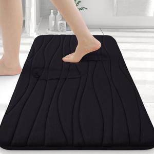 Buganda Memory Foam Bathroom Rug Mat 30x20, Extra Soft and Absorbent Bath Mats, Non-Slip and Machine Washable Bath Rugs for Bathroom Floor,Tub and Shower, Black
