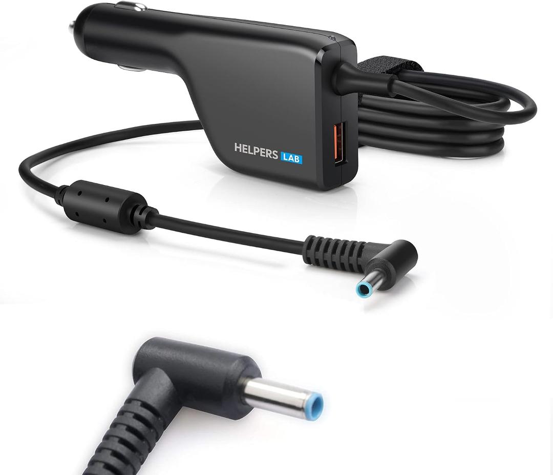 19.5V 3.33A 65W Blue Tip Car Adapter Charger with USB QC3.0 Compatible for HP Laptop Envy4 Envy6 EliteBook TouchSmart Folio Pavilion Stream Spectre Zbook chromebook Power Supply