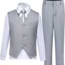 Boys Suit Kids Suits Tuxedo for Boys Toddler Vest Pants Set Ring Bearer Outfit Dress Clothes (Gray, 16Y)