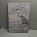 SWQYLB Heron Canvas Wall Art Bird Picture Grey Heron on Beach Picture Prints Abstract Coastal Animal Artwork for Rustic Farmhouse Decor Framed (Blue, 16.00" x 24.00")