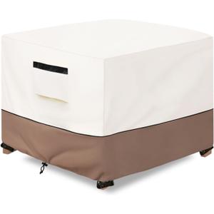 Patio Ottoman Cover Waterproof Heavy Duty Square Outdoor Ottoman Covers, 25W x 25D x 18H Inches Patio Furniture Covering Protector Outdoor Side Table Cover (Beige)