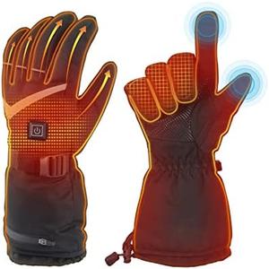 Heated Gloves for Men Women, 5000mAh Rechargeable Electric Battery Heated Gloves, Waterproof Touchscreen Hand Warmer Winter Gloves for Motorcycle, Hunting, Cycling