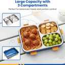 Bento Lunch Box for Kids & Adults - 1200ml 304 Stainless Steel Bento Box, 3 Compartments, Airtight & Leak-Proof Lunchbox, BPA-Free Food Container, Free Cutlery Set, Portable for School & Work - Blue
