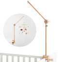 Baby Crib Mobile Arm - Wooden Mobile Arm with Height Adjustable360 Rotatable Upgraded Arched Base Nursery Mobile Holder for Crib Mobile Hanger Baby Crib Attachment Nursery Decor
