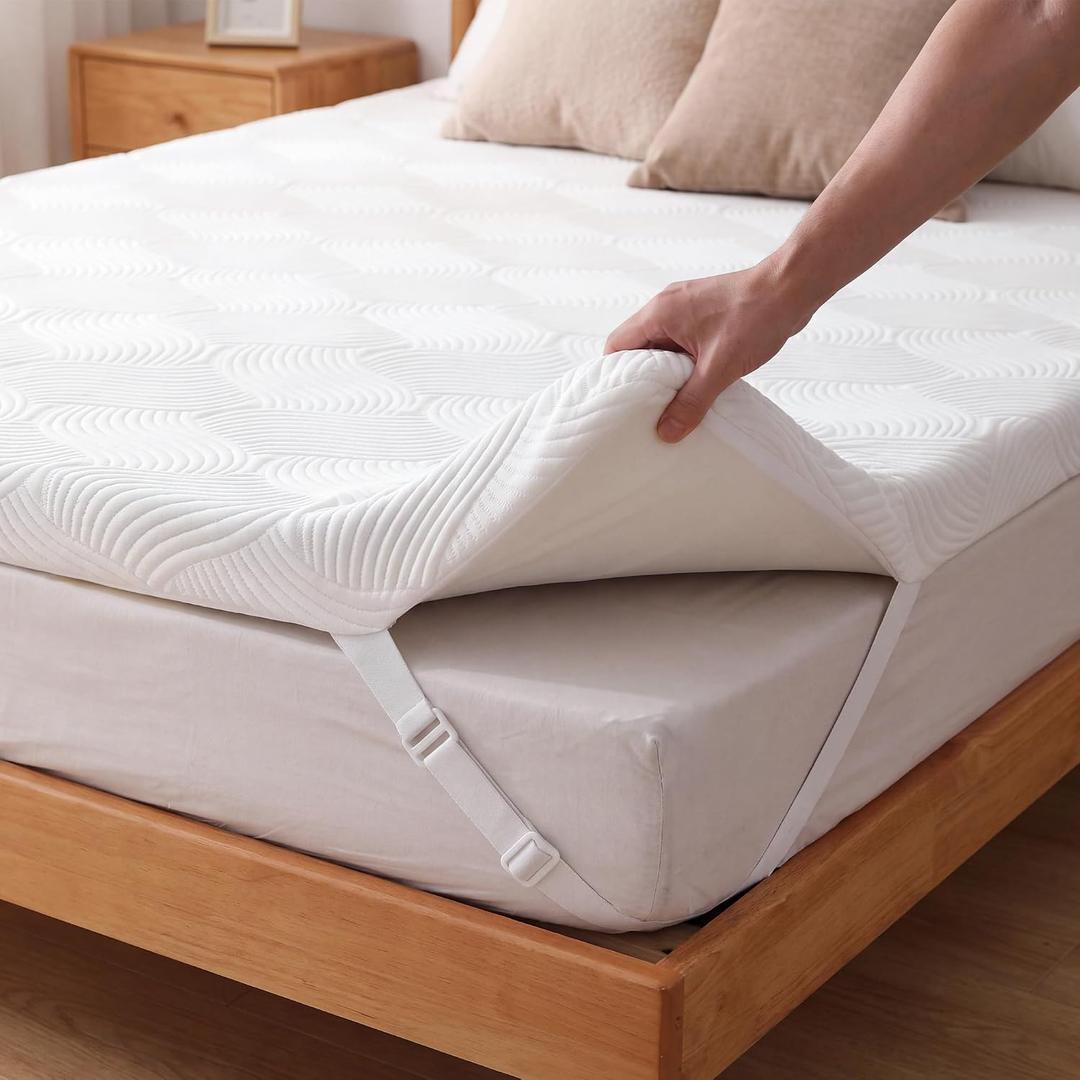 JSELF 3 Inch Luxury Cooling Gel Memory Foam Mattress Topper, King Size