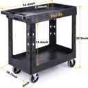 ELAFROS Heavy Duty Plastic Utility Cart 34 x 17 Inch - Work Cart Tub Storage W/Deep Shelves and Full Swivel Wheels Safely Holds up to 550 lbs - 2 Tier Service Cart for Warehouse,Garage, Cleaning
