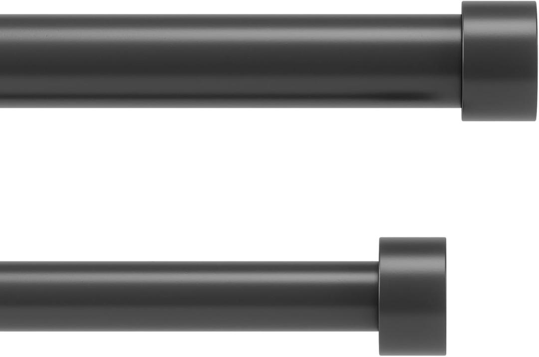 Umbra Cappa Double Curtain Rod, Includes 2 Matching Finials, Brackets & Hardware, 66 to 120-Inch, Black