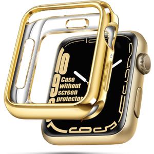 top4cus 45mm Case Soft Flexible Lightweight Anti-Scratch Overall Protective 45mm Iwatch Waterproof Cover Case Shiny Workout Shockproof Bumper Compatible with Apple Watch Series 9/8/7 - Gold