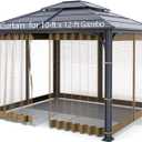 Wonwon Outdoor Gazebo Canopy 4-Panel Screen Walls with Zipper - Mosquito Netting for 10' x 12' Gazebo (Khaki)