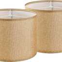 GO&SO Set of 2 Brown Medium Drum Lamp Shades 13" Top x 13" Bottom x 10" High (Spider) Farmhouse Lampshades for Table Lamp & Bedside Lamp - Handcrafted